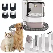 Pet Grooming Kit with Vacuum, 12000Pa Ultra Quiet Dog Clippers with 3.2L Dust Container 4 Combs Professional and 10 Accessories, Pet Hair Remover for Shedding Thick & Thin Dogs Cats