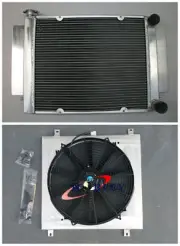 QLD-3ROW Radiator & shroud FOR Mazda RX2 RX3 RX4 RX5 RX7 without Heater pipe MT