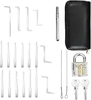 Yenghome Lock Picking Set,18 Pcs Lock Pick Tool Kit with 1 Transparent Practice Locks,2 Professional Extractor Tool for Beginners