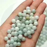 50pcs Real Grade A Natural Light Green Jade Jadeite 7.5mm Loose Beads For Diy