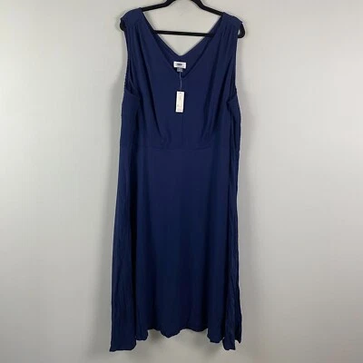 Old Navy Midi Shift Dress Size 22 Navy Blue Smocked V Neck