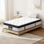 Giselle Bedding Mattress Single Bed Foam Mattresses 31cm Thickness, with 5-Zone Pocket Spring System and Breathable Euro Top, 5Yrs Warranty, Medium Firm, White + Blackwith Vacuum Packed