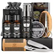 Beard Kit for Men, Grooming & Trimming Set with Shampoo OIl Balm Comb Gifts Men