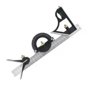 12" Combination Square Stainless Steel Adjustable Sliding Ruler & Silver