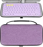 Geekria Keyboard Carrying Case, Hard Shell Protective Travel Bag for Small Compact Keyboard, Compatible with Logitech Pebble Keys 2 K380s / K380 (Lavender)