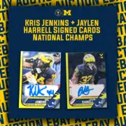 Michigan Football Kris Jenkins + Jaylen Harrell Signed Cards National Champs