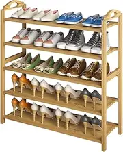 Adjustable 5-Tier Bamboo Shoe Shelf,Bamboo Shoe Rack Racks,5 Tier Layers Storage Racks Organiser Holder Shelf