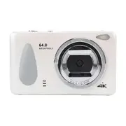 Digital Camera, 4K 64MP Digital Point and Shoot Camera with 18x Zoom, 2.8in Screen, LED Fill Light, Compact for Travel School Vlog Wedding, White