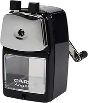 Carl Angel-5 Manual Pencil Sharpener with Metal Table Mount. Quiet for The Classroom, Home & Office, Black (CUI19018)