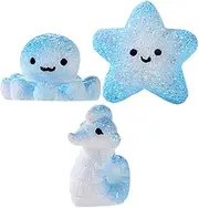 SUPVOX 3Pcs Mini Resin Ocean Animals Figurines Cute Octopus Fish Tank Decorations for Birthdays Weddings Themed Parties Unique Life Decor