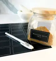 63 Blank Black Pantry labels with quality White Gel Pen