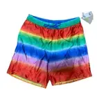 Bp. Be Proud By Bp Gender Inclusive Satin Shorts In Red Multi Rainbow Ombre S