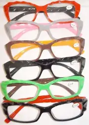 READING GLASSES GEOMETRIC FRAME SIX 2 COLOR COMBINATIONS LOTS OF STRENGTHS