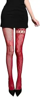 [Oxtxuzdm] Women Lace Patterned Tights Fishnet Stockings Pantyhose Patterned Net Stockings Pantyhose for Raves Party Club Costumes