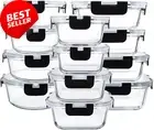 Glass Food Storage Containers Set of 12 Airtight Lids Microwave Safe Reusable