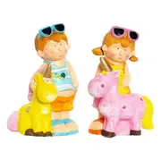 Decorative Figure Dkd Home Decor Fibreglass Blue Pink Unicorn Kids 23 x 19 x 40 Cm Mediterranean