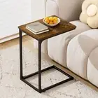 C-Shaped End Table Sofa Side Table with Metal Frame Small TV Tray for Living