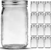 Mason Jars 32 oz, 12 Pack Quart Mason Jars With Wide Mouth Lids, Glass Jars