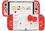 Kuitmor Plush Protective Case for Switch OLED,Kawaii Protective Shell,Hard PC Slim Cover Case Compatible with Switch OLED Console and Game Console - HLK