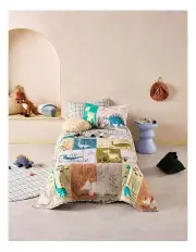 [Linen House Kids] Prehistoric Patchwork Coverlet in Multi