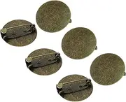 ONLYKXY 30pcs 2.5cm Metal Brooch Tray Round Flat Blank Pins Disk Base Back Clasps Badge Craft Fasteners Lock Buckle Bar Pin for Corsage Lapel DIY Jewelry Decor Name Tags Making Accessories (Bronze)