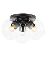 JONATHAN Y Iris 11In 3-Light Farmhouse Rustic Iron/Glass LED Semi Flush Mount