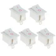 5 x White On-Off Rectangle Rocker Switch SPST