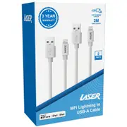 Laser MFi Lightning to USB-A Cables 2 Pack - White