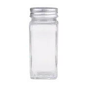 Appetito Glass Square Spice Jar with Metal Lid