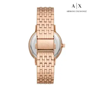 【A|X Armani Exchange 官方直營】Lola 簡約時尚印花女錶 玫瑰金色不鏽鋼鍊帶 手錶 36MM AX5589