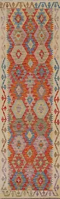 South-western Pastel Color Reversible Kilim Flat-weave Runner Rug 2' 6" x 9' 8"