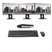 HP 800 G4 Mini Bundle Desktop i5-8500T 6-Core 16GB RAM 480GB + Triple 24" FHD Monitor - Refurbished