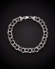 14K Italian Gold Classic Lite Round Double Link Charm Bracelet