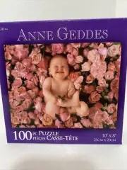 Anne Geddes Baby Laughing in Roses Flowers Jigsaw Puzzle - 100pc 10" x 8" - NEW
