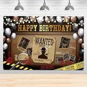 Detective Theme Birthday Backdrop, Murder Mystery Party Decoration, Funny Photography Supplies - Secret Spy - Who's The Birthday Suspect 6 * 4ft