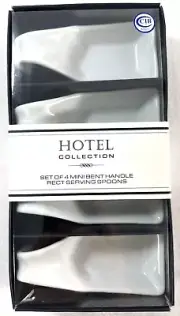 Hotel Collection Set Of 4 Mini Bent Handle Rect Serving Spoons NIB