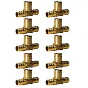 100 PIECES 1/2" X 1/2" X 3/4" PEX TEE BRASS CRIMP FITTINGS ( LEAD FREE )