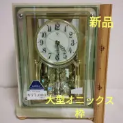Rhythm Radio-Wave Table Clock A Large, Beautiful, Green Onix Stone Frame