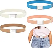 [Onperpoe] Children's Elastic Belt Pack of 4 Elastic Stretch Belt for Children Boys Girls Stretch Children's Belt Adjustable Children's Belt with Simple Magnetic Buckle for Jeans Shorts Trousers Dress, White +