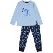 Brilliant Basics Kids Knit Deep Sleep Print Pyjama Set - Sky Blue