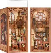 DIY Book Nook Kit, 3D Wooden Puzzle Bookends DIY Dollhouse Kit Booknook Shelf In