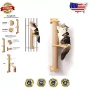 Eco-Friendly Wall-Mounted Cat Tree with Jute Scratching Post & Relaxing Hammock