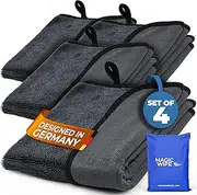 Bathroom Drying Cloth XXL - 4 Pack 40 x 60 cm Original All Purpose Microfibre Cleaning Cloth - Streak & Lint Free Cloth, Premium Quality Drying Towel for Bathrooms, Kitchen, Mirrors, Car