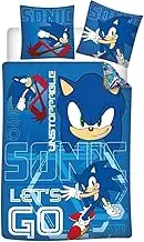 Sonic The Hedgehog Bedding Set, Single Duvet Cover 140 x 200 cm + Pillowcase 65 x 65 cm, Polycotton