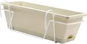 Fenteer Balcony Railing Planter with Rack Tray, Railing Fence Planter for Garden Countryside, White Rack