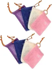 HAPINARY Nylon Mesh Soap Saver Pouch 8 Pack Face Wash Soap Bag for Gentle Exfoliation Cleanliness