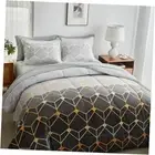 Gradient Bed in a Bag 7 Pieces Size Comforter Sheet Set Geometric King Gray