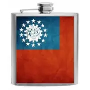 Myanmar Flag Stainless Steel Hip Flask 6oz