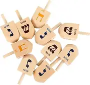 10pcs Wooden Spinning Tops Toy Physics Toys for Boys and Girls Hanukkah Decorations Mini Dreidel Dreidel Game Portable Travel Set