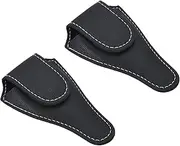 uxcell 4.5"x2.6" Embroidery Scissors Sheath, 2 Pack PU Leather Nail Cuticle Scissor Cover Small Pointed Nippers Scissors Protective Case, Black